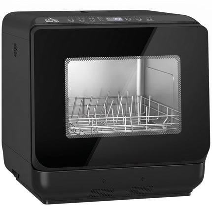 Lave-vaisselle de comptoir, réservoir de 6 L, 5 programmes, séchage, noir