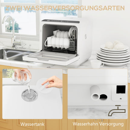 Lave-vaisselle de comptoir, cuve de 6 L, 5 programmes, affichage LED