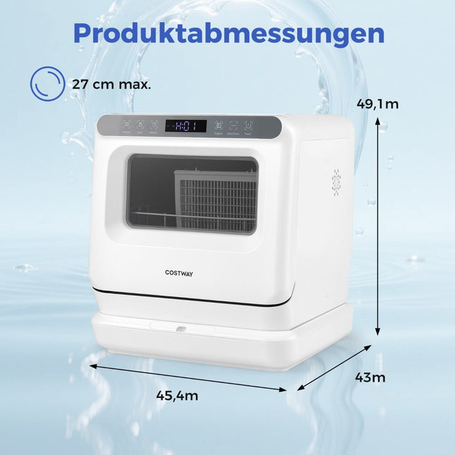 Lave-vaisselle de comptoir avec réservoir de 8,25 L, 6 programmes, blanc