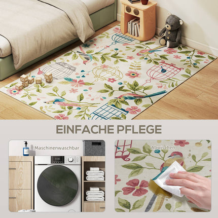 Landhaus Teppich, Polyester, rutschfest, pflegeleicht, 200x140 cm