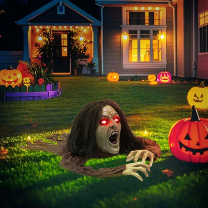 Décoration de zombie rampant avec lumières et son