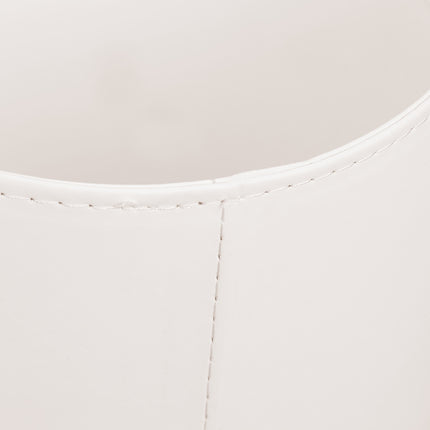Panier en bois blanc crème et cuir artificiel