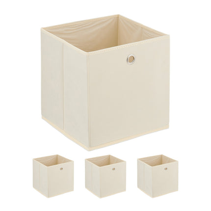 Creme Aufbewahrungsboxen mit Griff, 4er-Set