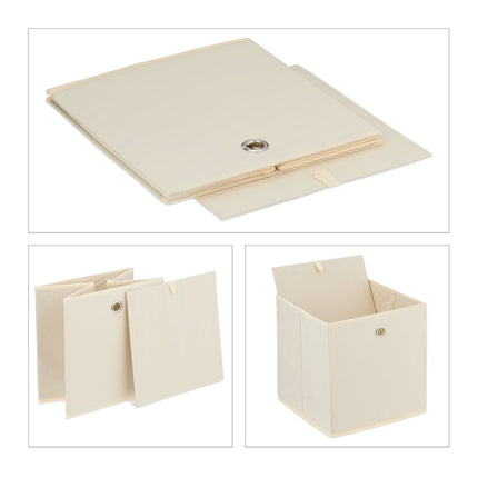 Creme Aufbewahrungsboxen mit Griff, 4er-Set