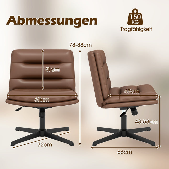 Bürostuhl mit gekreuzten Beinen, höhenverstellbar, braun