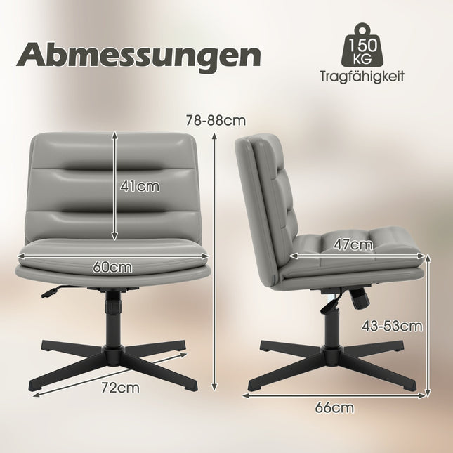 Bürostuhl mit überkreuzten Beinen, höhenverstellbar, Grau