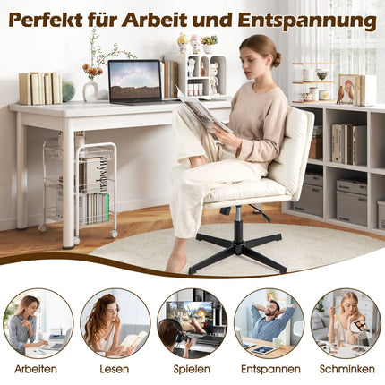 Bürostuhl mit gekreuzten Beinen, höhenverstellbar, weiß