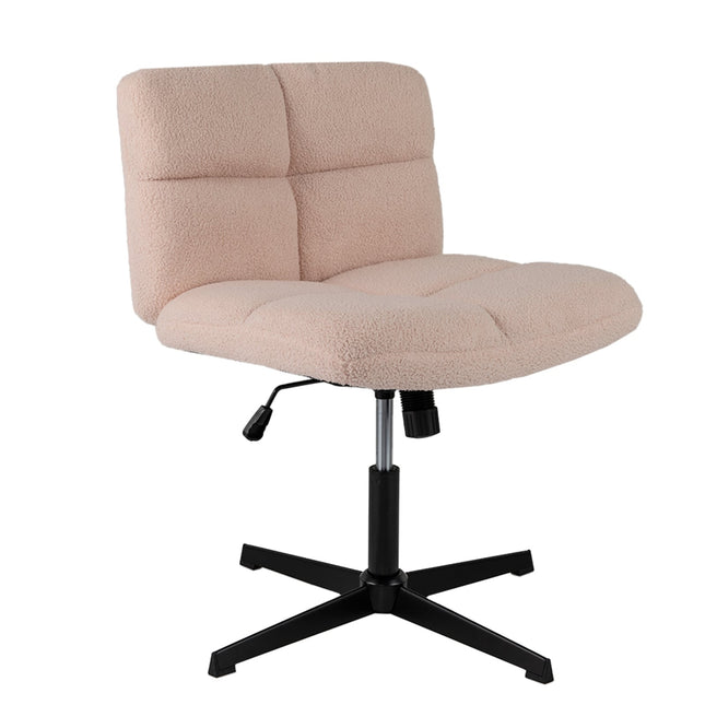 Bürostuhl mit gekreuzten Beinen, rosa Kunstfell, ergonomisches Design