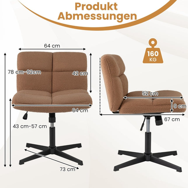 Bürostuhl mit gekreuzten Beinen, breite Sitzfläche, braun, verstellbar
