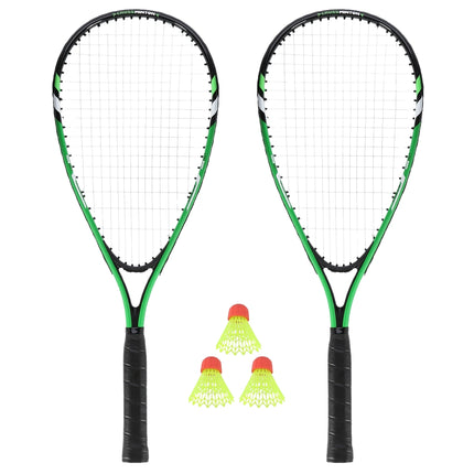 Ensemble de crossminton avec 2 raquettes, volants et housse verte