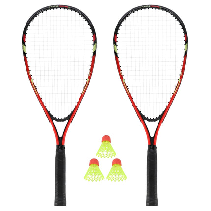 Ensemble de crossminton avec 2 raquettes, volants et housse rouge