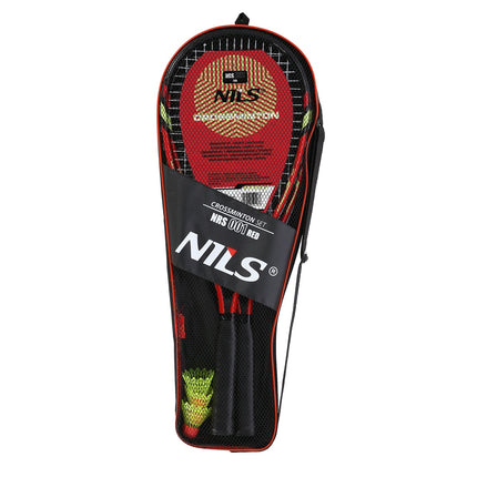 Ensemble de crossminton avec 2 raquettes, volants et housse rouge