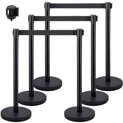 Crowd Control Stanchions, 6-Pack, 6.6 Ft Belt