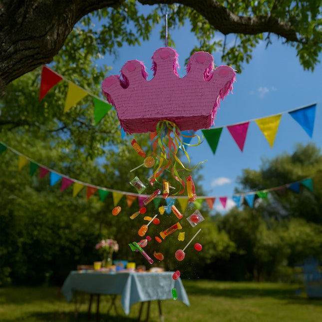 Ensemble piñata couronne avec bâton et masque pour les yeux