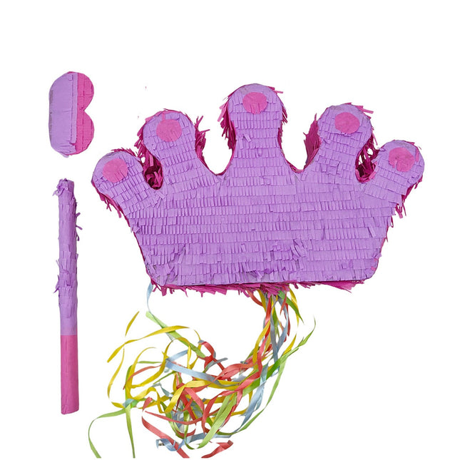 Ensemble piñata couronne avec bâton et masque pour les yeux