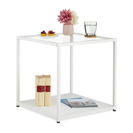 Quaderförmiger Beistelltisch mit Glas