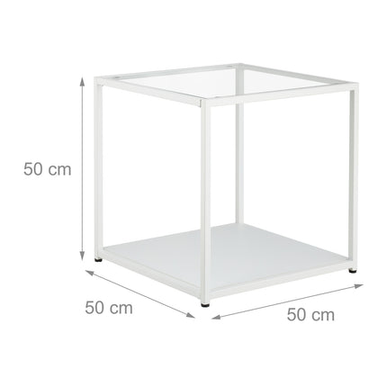 Quaderförmiger Beistelltisch mit Glas
