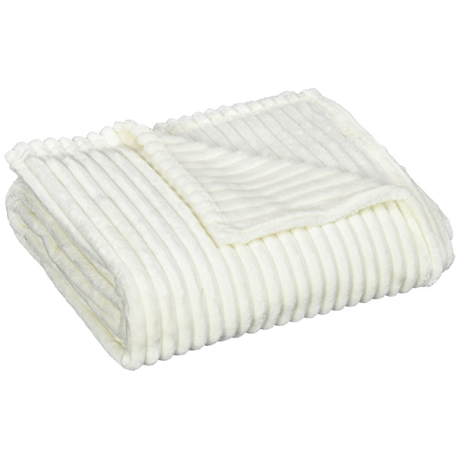 Fluffy fleece sofa Bed blanket, cream, 203 x 152 cm