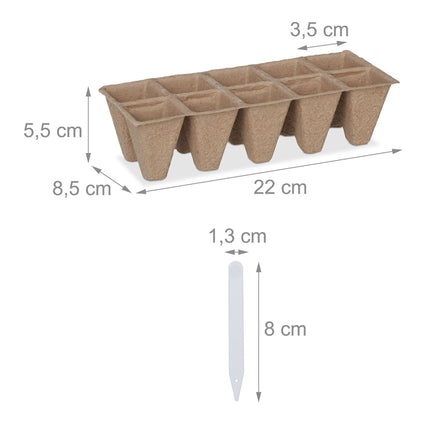 Pots de culture, 200 pièces, avec étiquette
