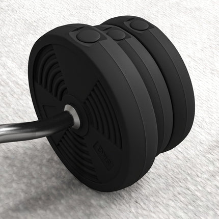 Curl Barbell Set 25 kg with 6 Weight Plates, Non-Slip Grip, PVC Coated, Black