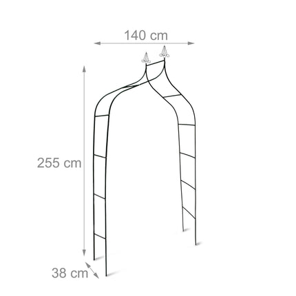 Arche de rosiers en métal courbée avec sommet pointu