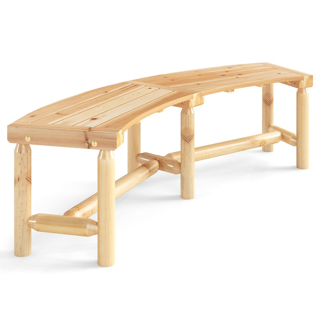Banc d'extérieur incurvé en bois pour 2 à 3 personnes, 170 cm