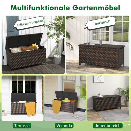 Boîte à coussins avec roulettes et capacité de 320 L, boîte de rangement étanche en polyrotin