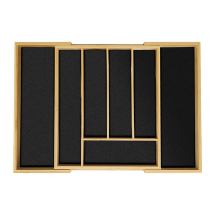 Besteckkasten, verstellbar, Bambus, Schwarz MDF