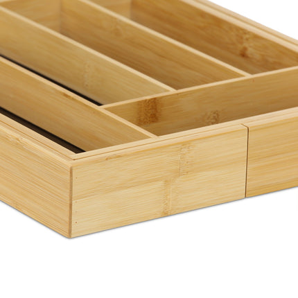 Besteckkasten, verstellbar, Bambus, Schwarz MDF