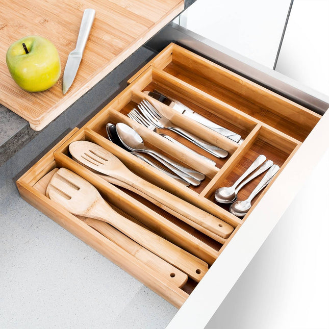 Boîte à couverts extensible en bambou taille S