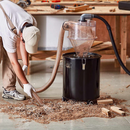 Cyclone Dust Separator, 50L Metal Tank, 4 In Hose
