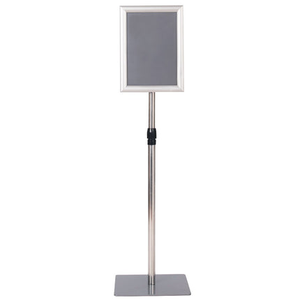 DIN A4 Infoständer, höhenverstellbar, abnehmbarer Plakatständer, silber/schwarz, 33 x 24 cm-silber