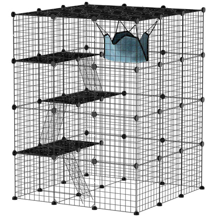 Cage à chat DIY avec centre d'activités, 4 niveaux, 5 portes