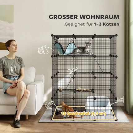 Cage à chat DIY avec centre d'activités, 4 niveaux, 5 portes