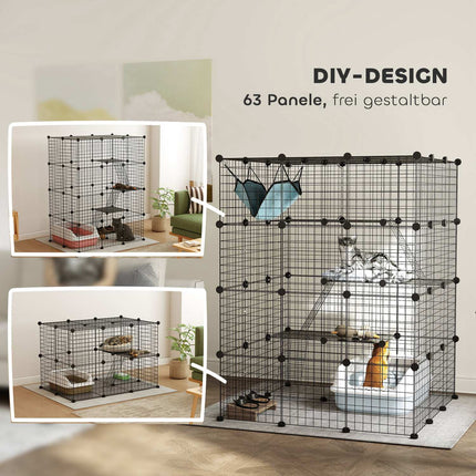 Cage à chat DIY avec centre d'activités, 4 niveaux, 5 portes
