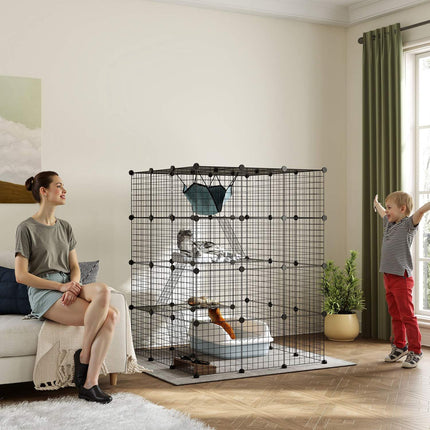 Cage à chat DIY avec centre d'activités, 4 niveaux, 5 portes