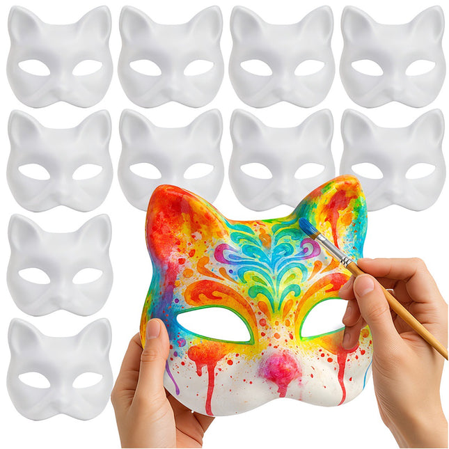 Masques de chat à faire soi-même, kit de 10 pièces pour peinture et loisirs créatifs
