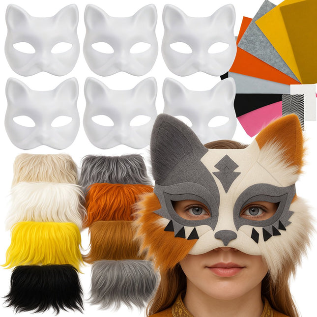 Kit de masques de chat à faire soi-même, 6 pièces avec accessoires