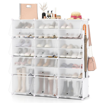 Étagère à chaussures DIY avec 12 compartiments pour 48 paires, blanche