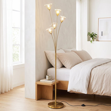 Lampadaire Dandelion Gold, structure en métal, hauteur 180 cm
