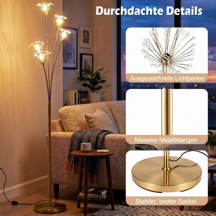 Lampadaire Dandelion Gold, structure en métal, hauteur 180 cm