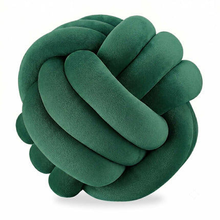 Dunkelgrünes Knoten-Kissen – 25 cm, Polyester-Schaumstoff