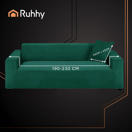 Housse de canapé extensible vert foncé 190-230 cm