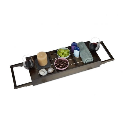 Étagère de baignoire extensible marron foncé