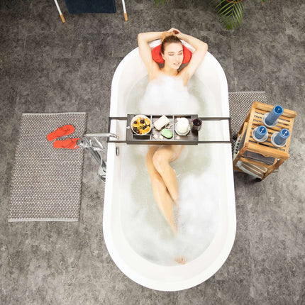 Étagère de baignoire extensible marron foncé