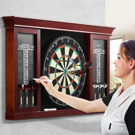 Dartboard Cabinet Set, 18 in Sisal Board, 6 Steel-Tip Darts