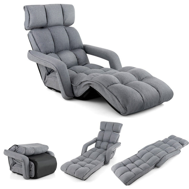 Liegestuhl Klappsofa mit 6 verstellbaren Positionen 72 x 61 x 46,5 cm Grau
