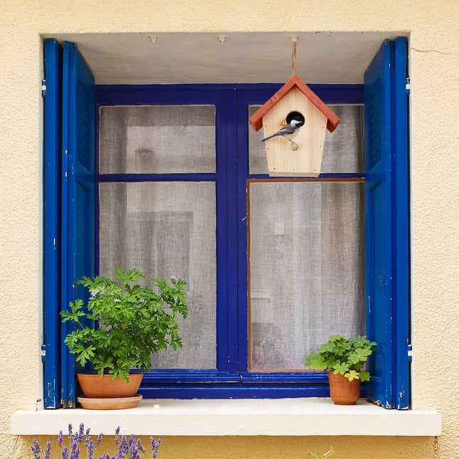 Nichoir déco au toit orange