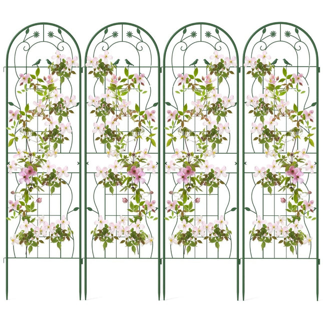 Ensemble de treillis décoratif en métal pour jardin, 180 x 50 cm, vert