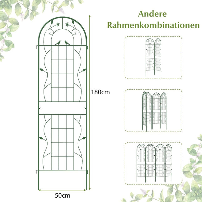 Ensemble de treillis décoratif en métal pour jardin, 180 x 50 cm, vert